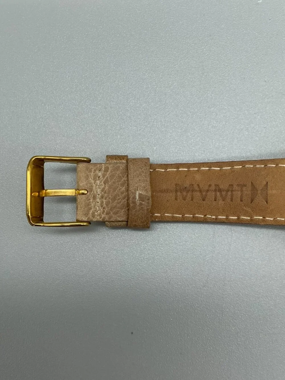 MVMT Gold Pearl Womens Watch 38mm MOP Dial Gold Tone Leather Date New Battery